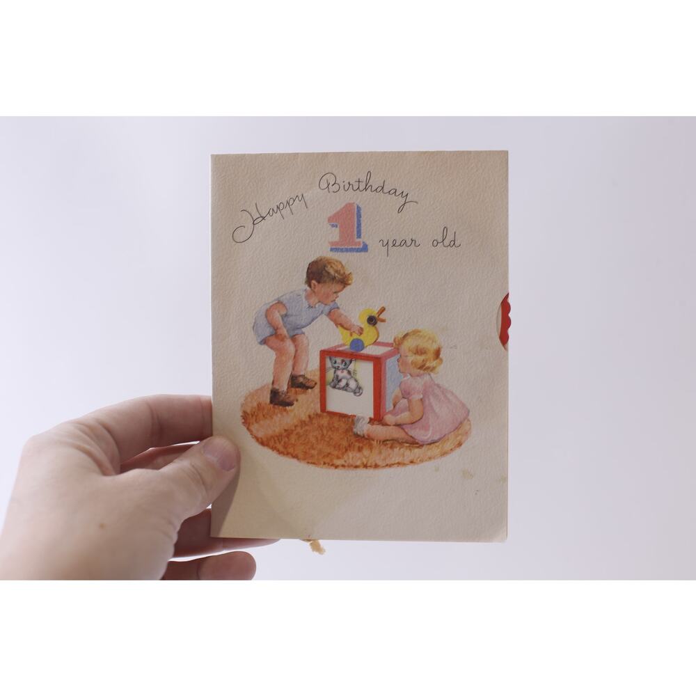 1st Birthday, Kids Playing, Greeting Card, USED, Memorabilia, ~ 250125-WH 95